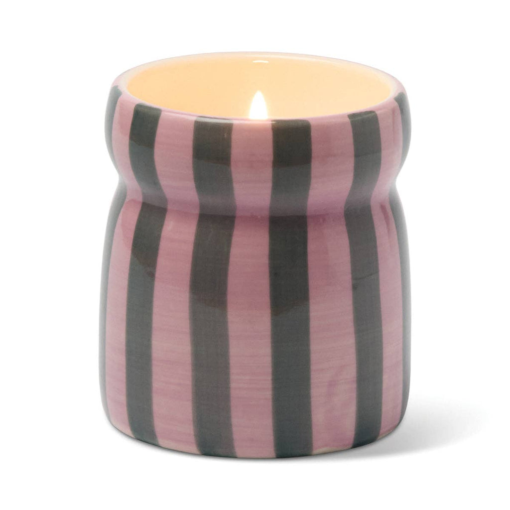 Paddywax Cabana Christmas 6.5oz/184g Pink/Green Striped Ceramic Candle - Cinnamon & Clove