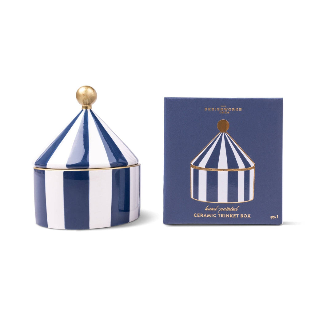 Ceramic Trinket Box - Navy Stripe