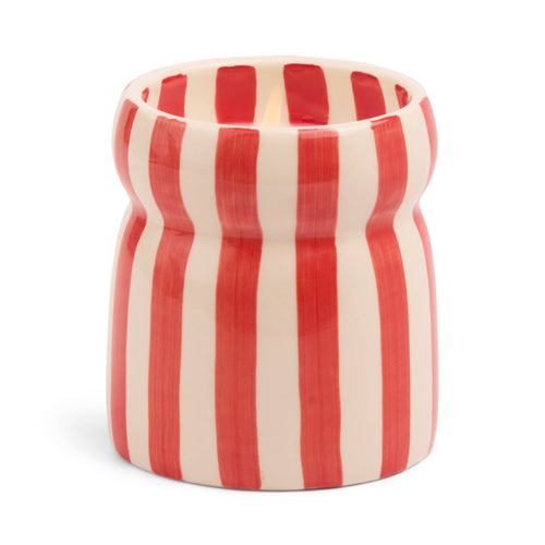Cabana 6.5oz/184g Red Striped Ceramic Candle - Hibiscus Bay Boxed
