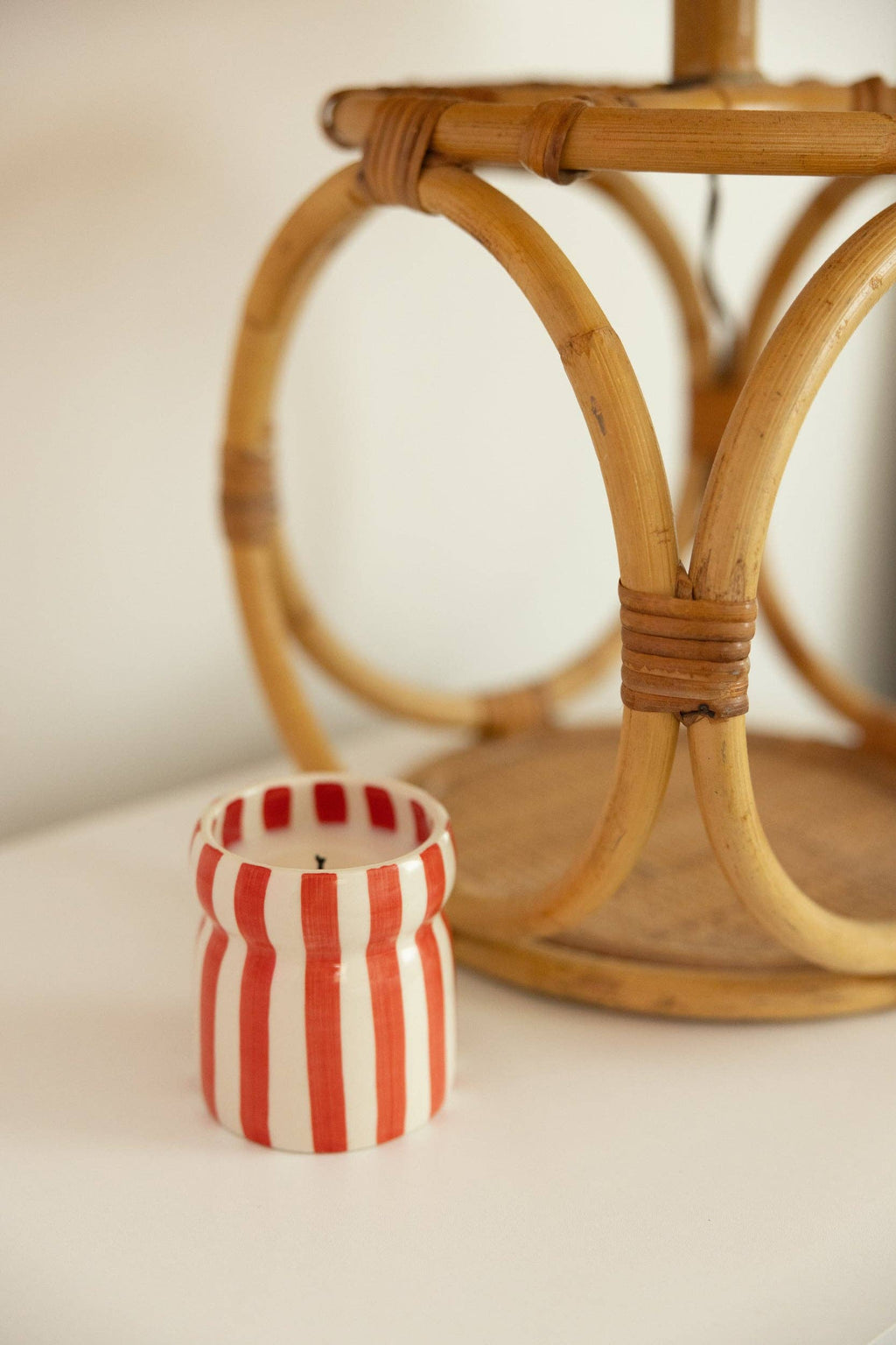 Cabana 6.5oz/184g Red Striped Ceramic Candle - Hibiscus Bay Boxed