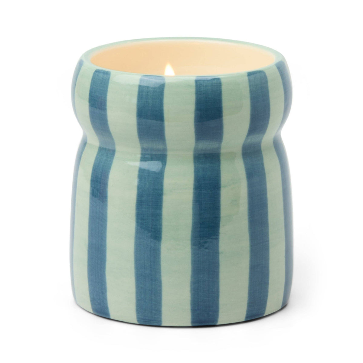 Cabana 6.5oz/184g Blue/Navy Striped Ceramic Candle - Warm Cider