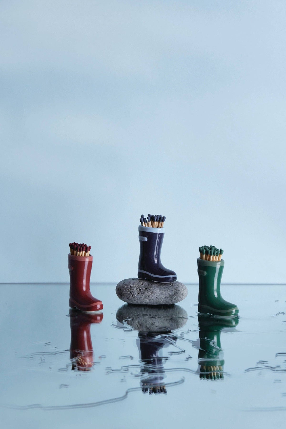 Wellington Boot Matches Holder with 25 Matches Navy Blue