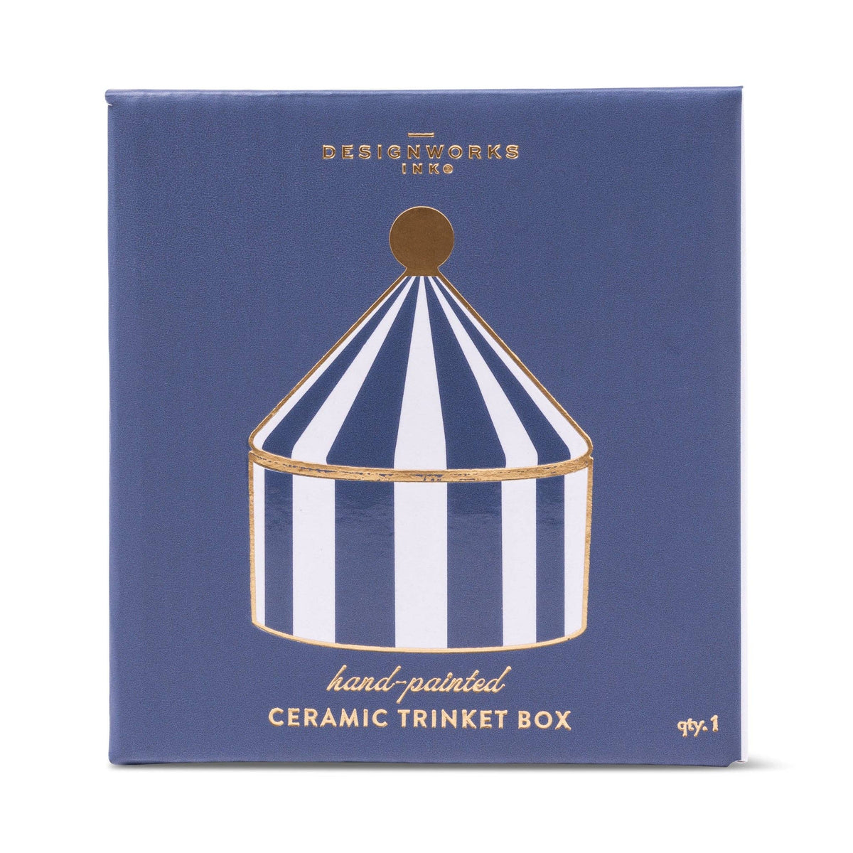 Ceramic Trinket Box - Navy Stripe