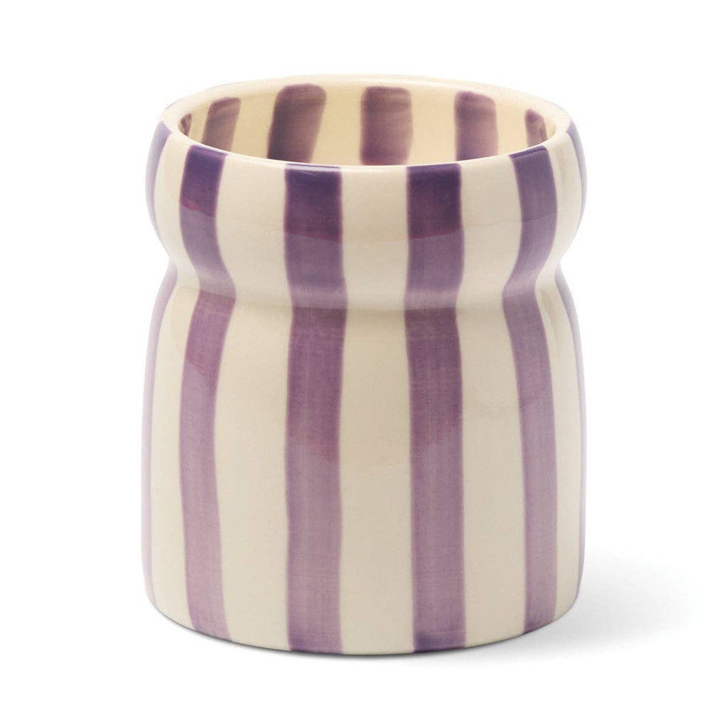 Cabana 6.5oz/184g Purple Striped Ceramic Candle - Waikiki Waters