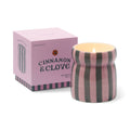 Paddywax Cabana Christmas 6.5oz/184g Pink/Green Striped Ceramic Candle - Cinnamon & Clove